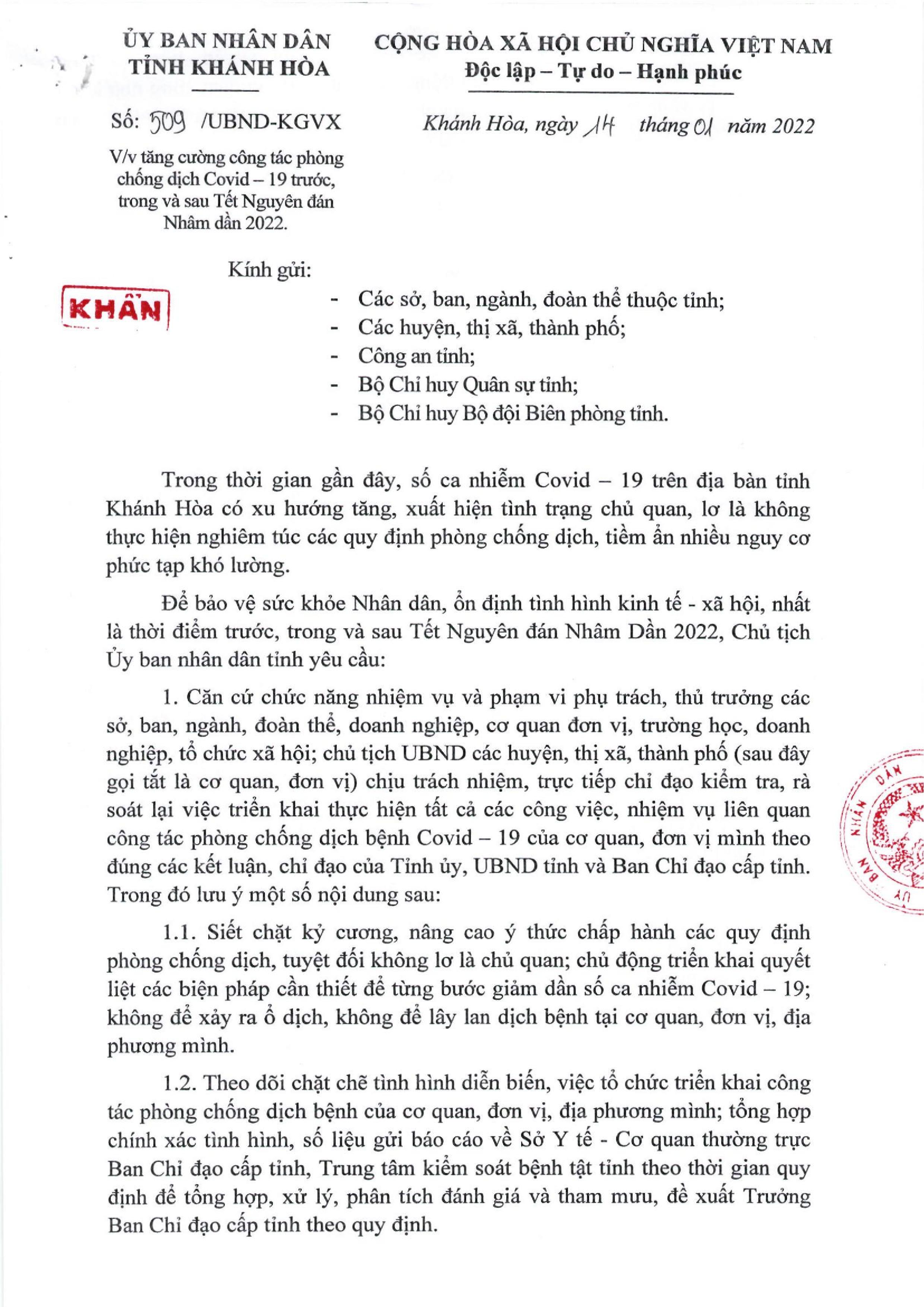 TĂNG CƯỜNG CÔNG TÁC PHÒNG, CHỐNG DỊCH COVID-19 TRƯỚC, TRONG VÀ SAU TẾT NGUYÊN ĐÁN NHÂM DẦN 2022